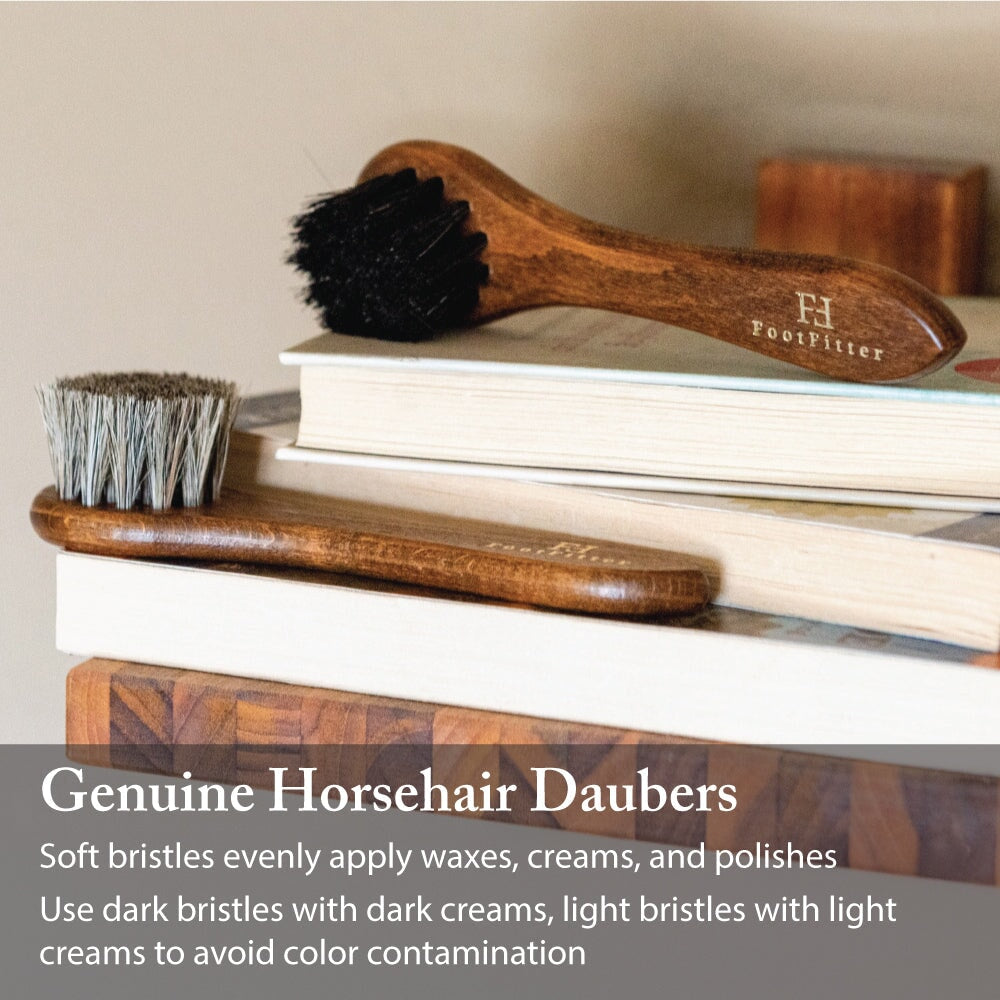 Advanced Horsehair Shoe Shine Brush & Suede Detailing Set Shoe Shine Kits FootFitter