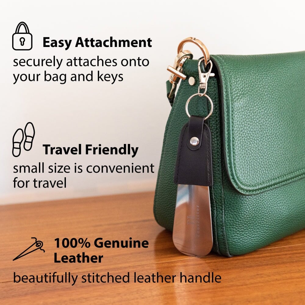 Copy of FootFitter Keychain Travel Stainless Steel & Leather Shoe Horn, 5" Shoe Horns FootFitter