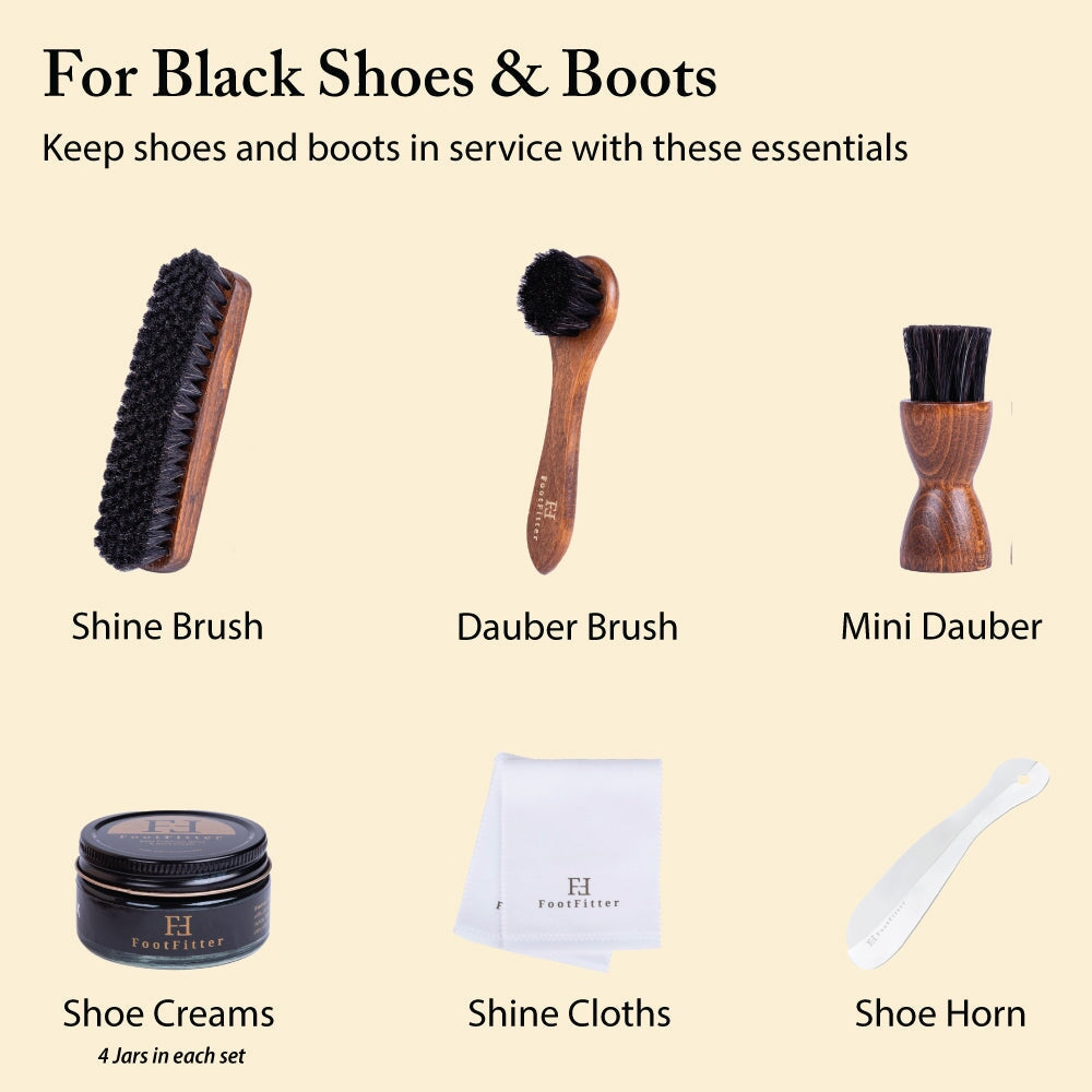 Essential Premium Shoe Shine Set - Shoe Polish Cream Shoe Shine Kits FootFitter