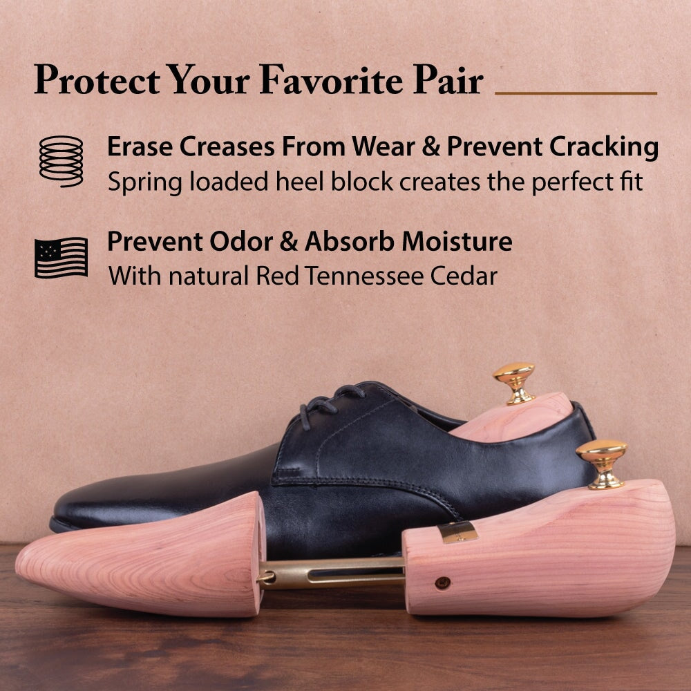 FootFitter Adjustable Cedar Shoe Trees for Men - PH31, 2-Pack Shoe Trees & Shapers FootFitter