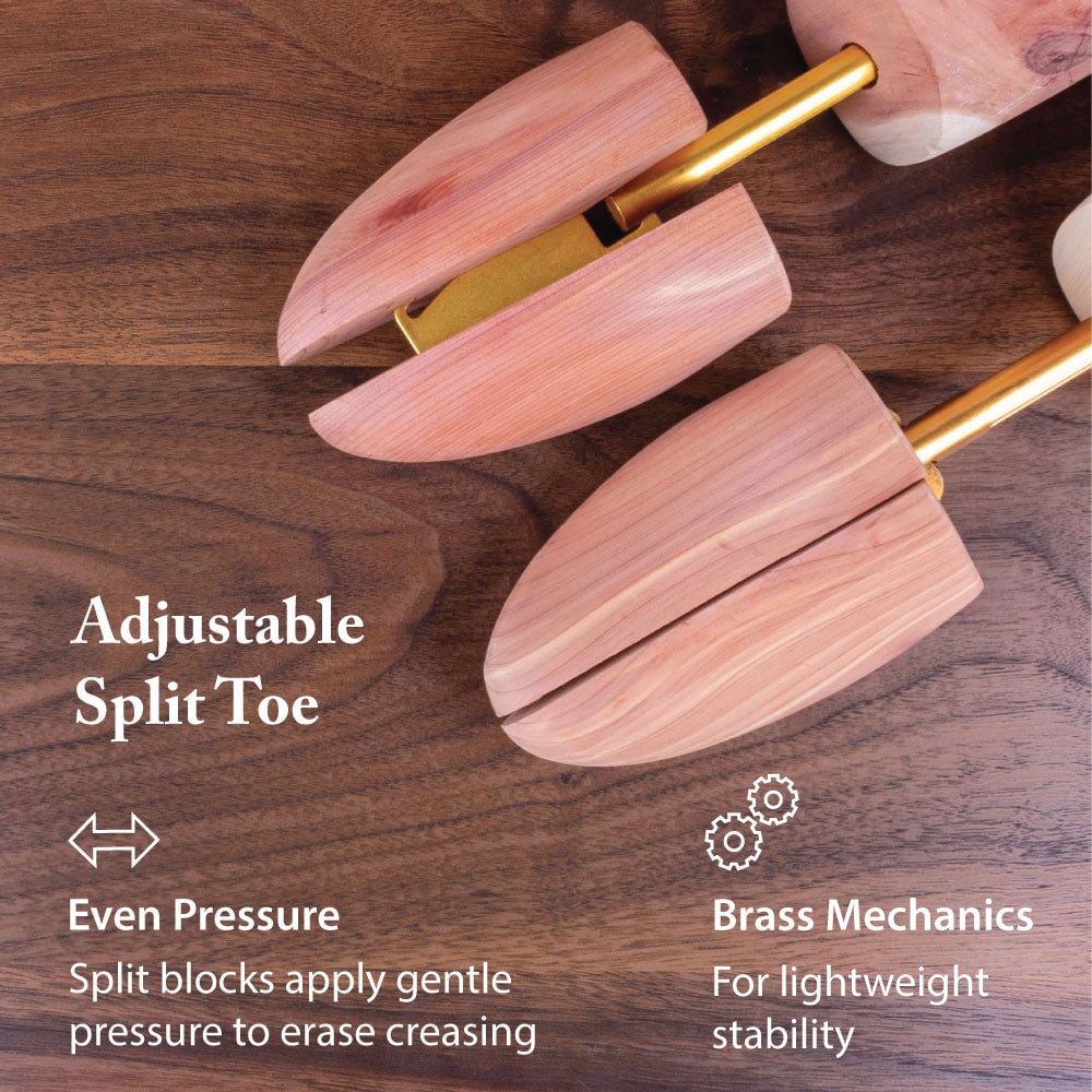 FootFitter Boot Trees for Men, Adjustable Split Toe Aromatic Cedar- KC23 FootFitter