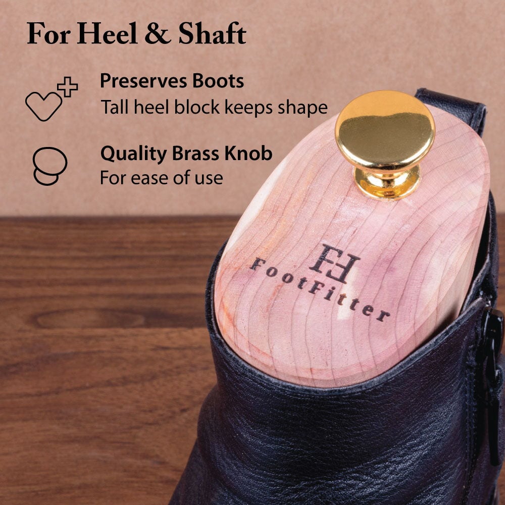 FootFitter Boot Trees for Men, Adjustable Split Toe Aromatic Cedar- KC23 FootFitter