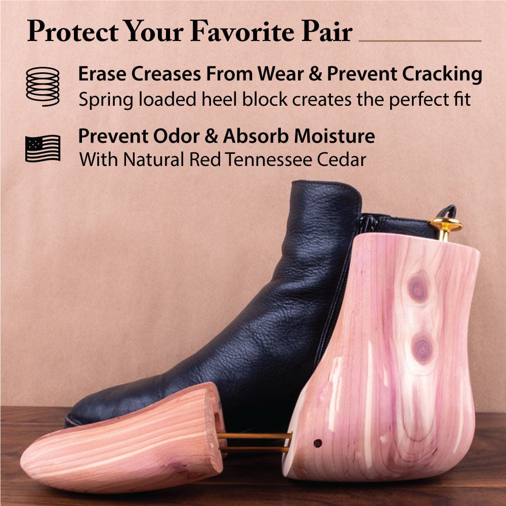 FootFitter Boot Trees for Men, Adjustable Split Toe Aromatic Cedar- KC23 FootFitter