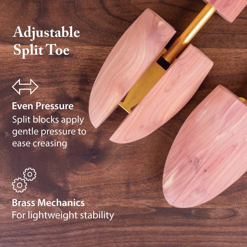 FootFitter Cedar Shoe Trees for Men, Wide Heel Split Toe, Aromatic Cedar Boot Tree - DW29, 2-Pack Shoe Trees & Shapers FootFitter