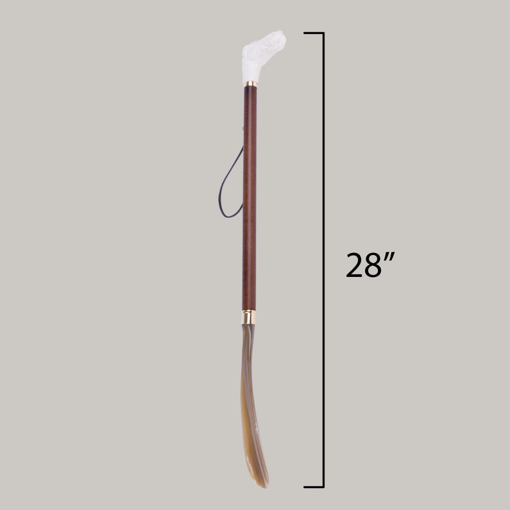 FootFitter Deluxe 28" Long Shoe Horn with Ivory Style Airedale Dog Handle Shoe Horns FootFitter 