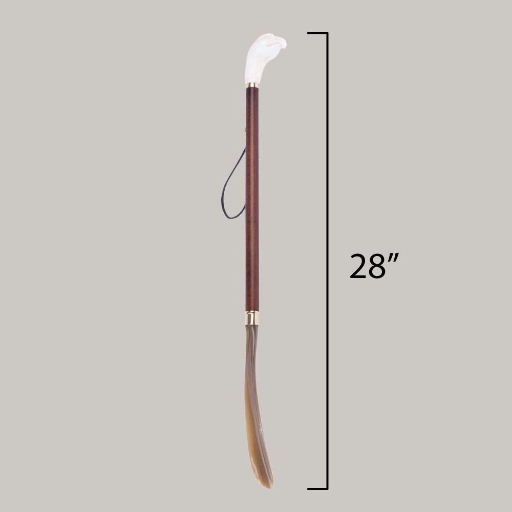 FootFitter Deluxe 28" Long Shoe Horn with Ivory Style Eagle Handle Shoe Horns FootFitter
