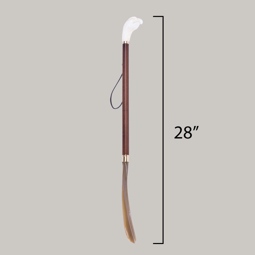 FootFitter Deluxe 28" Long Shoe Horn with Ivory Style Eagle Handle Shoe Horns FootFitter 