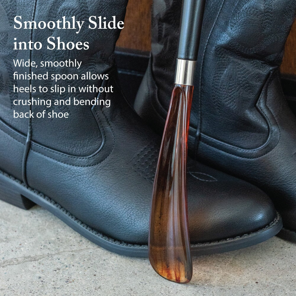 FootFitter Deluxe 28" Long Shoe Horn with Nickel Plated Handle, Dog Shoe Horns FootFitter
