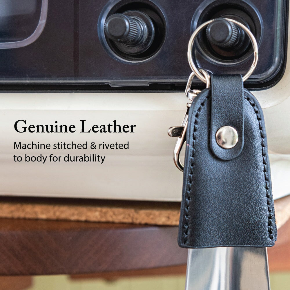 FootFitter Keychain Travel Stainless Steel & Leather Shoe Horn, 5" Shoe Horns FootFitter