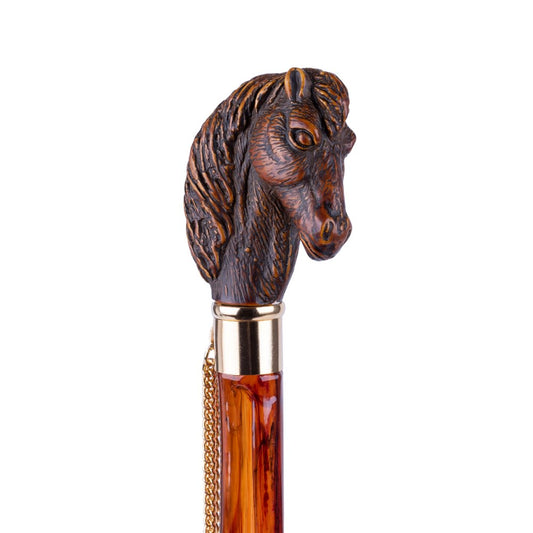 FootFitter Medium 21" Shoe Horn with Tortoiseshell Spoon, Brown Wooden-Style Horse Shoe Horns FootFitter