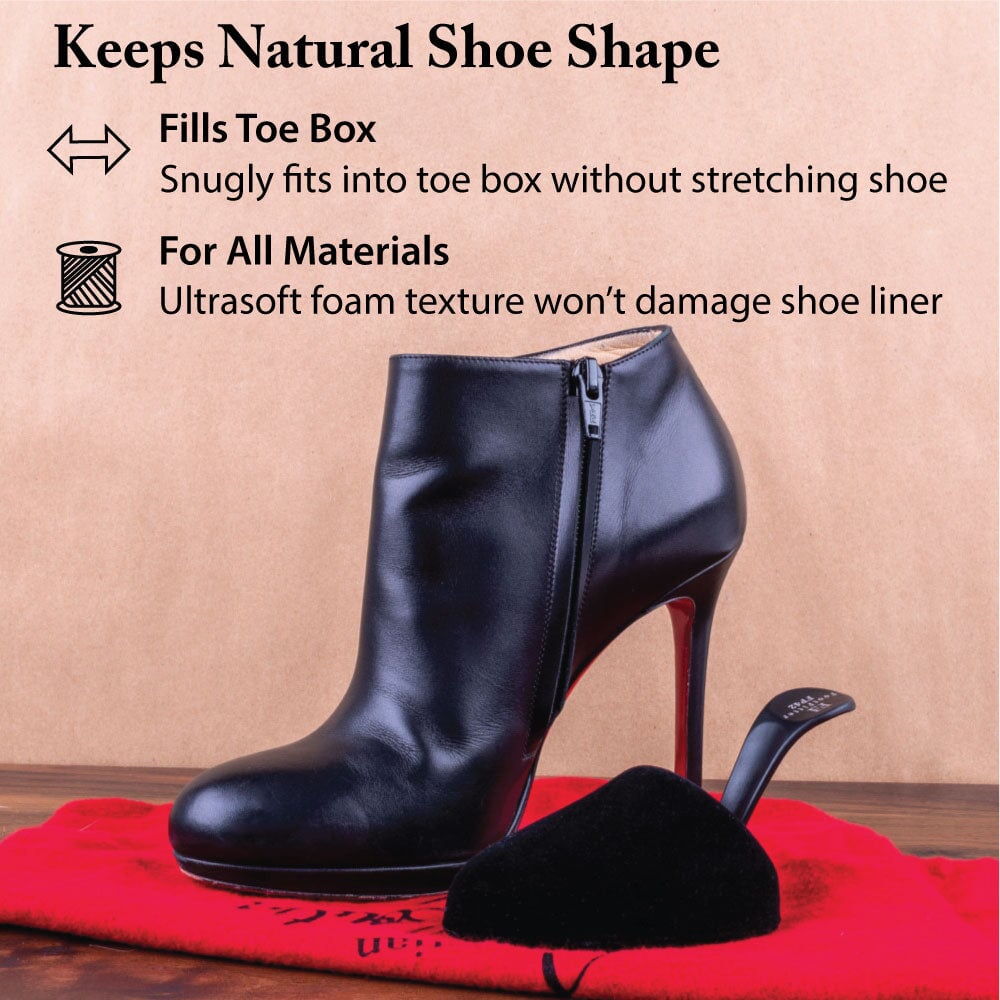 FootFitter Rounded Foam Shoe Tree with Handle for Women's High Heels, Lightweight Shape Keeping Travel Shoe Tree - FP42, 3-Pack Shoe Trees & Shapers FootFitter