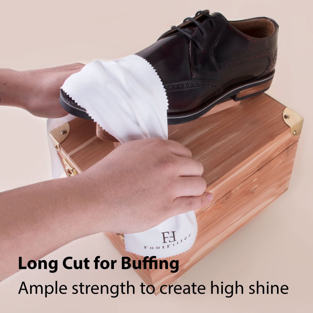 FootFitter Traditional Buffing Shoe Shine Microfiber Cloth Pack Shoe Shine Cloths FootFitter