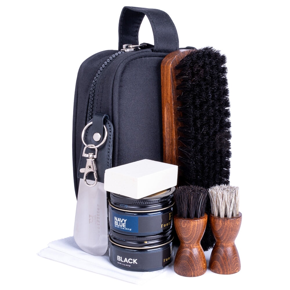 FootFitter Travel Shoe Shine Dopp Kit Shoe Shine Kits FootFitter Black/Navy Blue