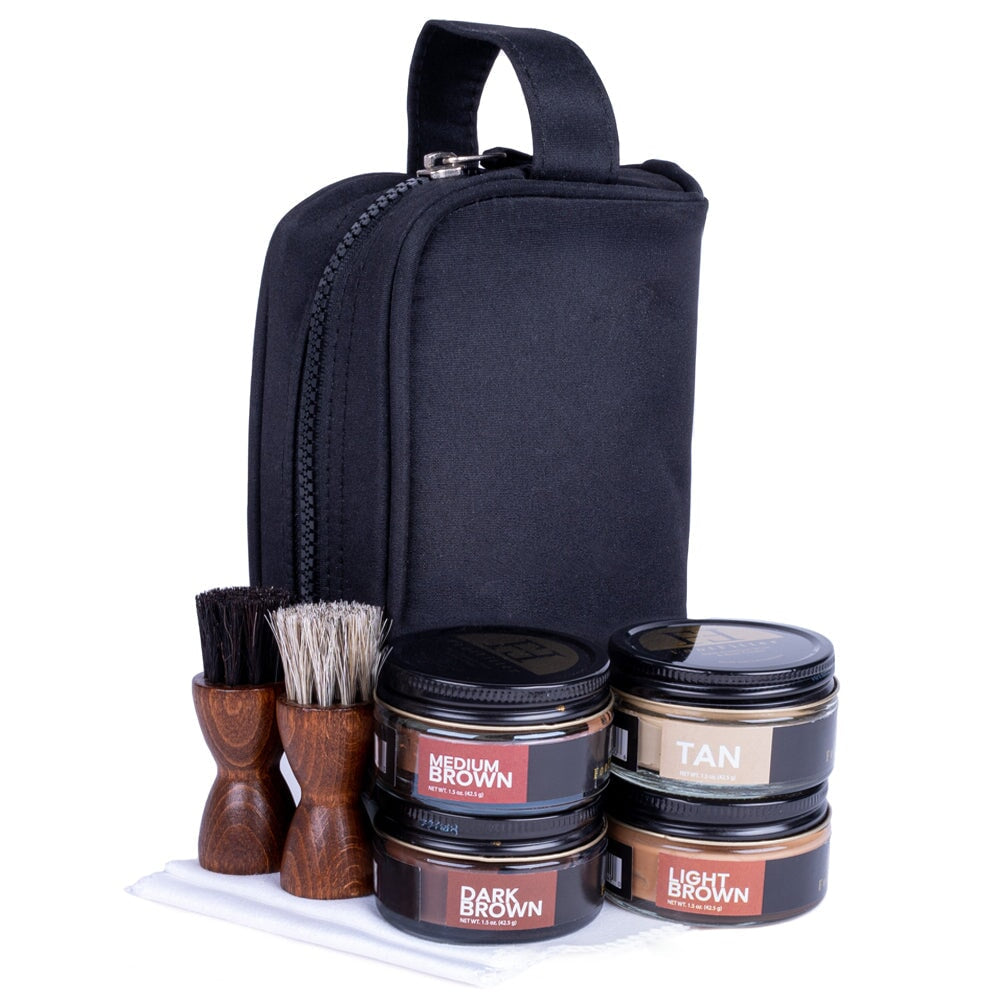 FootFitter Travel Shoe Shine Set, Shoe Cream FootFitter Brown Colors