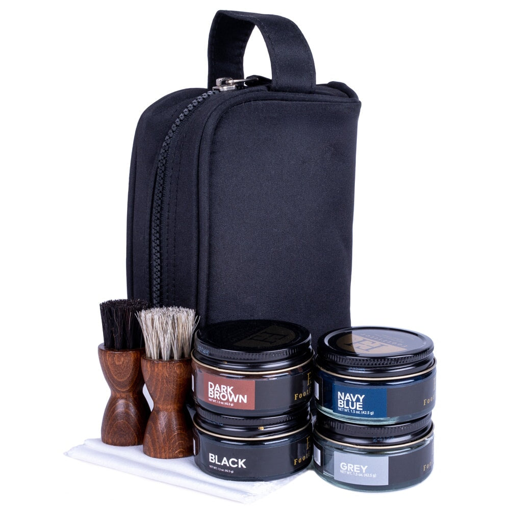 FootFitter Travel Shoe Shine Set, Shoe Cream FootFitter Dark Colors