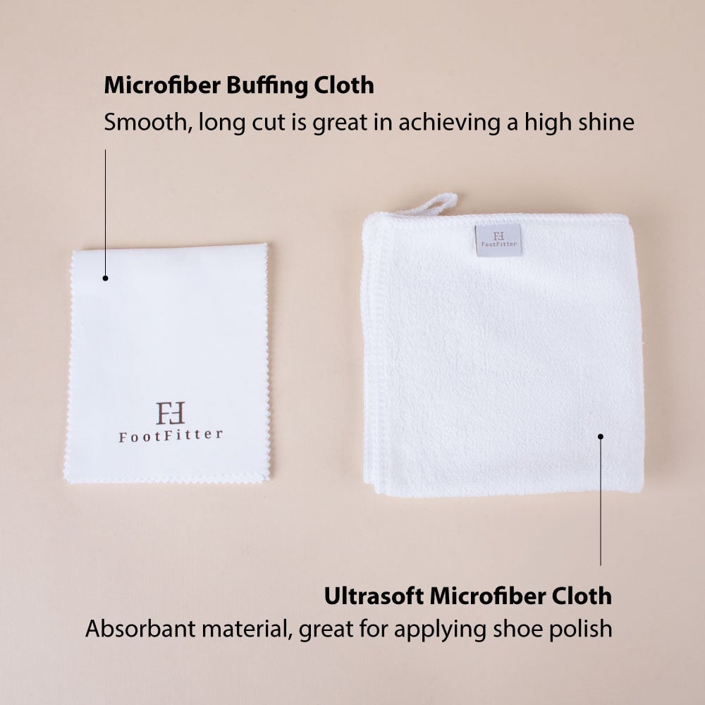 FootFitter Ultrasoft & Traditional Microfiber Shoe Shine Cloths, Combo 5-Pack Shoe Shine Cloths FootFitter