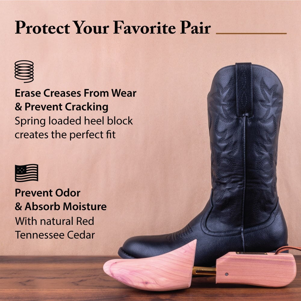 FootFitter Western Cedar Boot Tree - Shoe Trees for Western Cowboy Style Boots - CW12 Boot Trees and Shapers FootFitter
