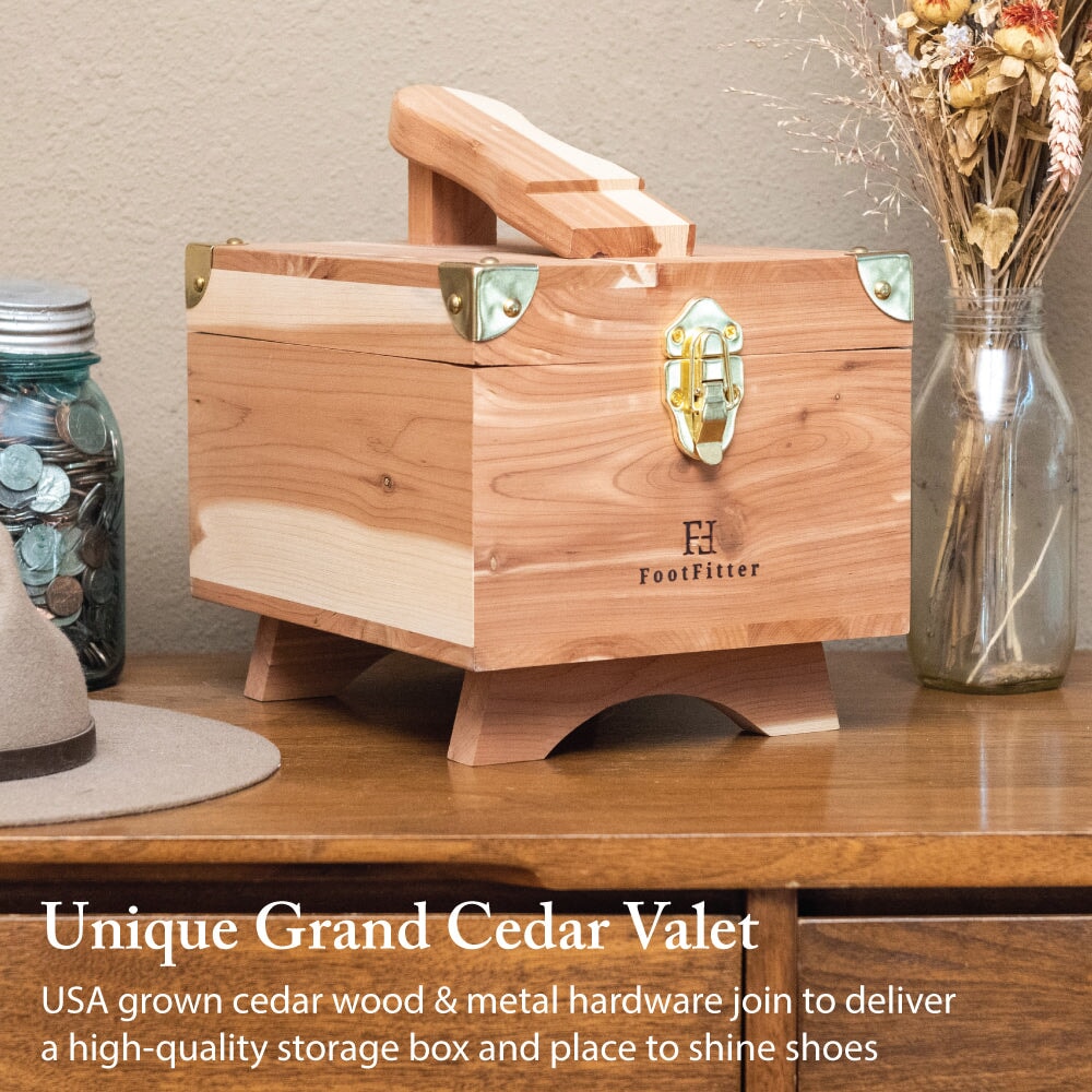 Grand Cedar Shoe Valet & Shoe Shine Set - Shoe Polish Cream Shoe Shine Kits FootFitter