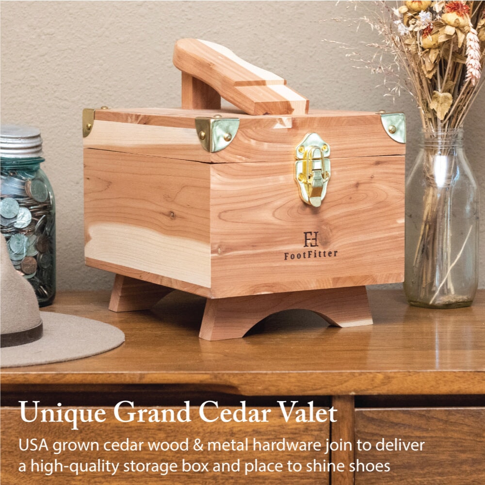Grand Cedar Shoe Valet with Suede & Shoe Shine Set - Shoe Polish Cream Shoe Shine Kits FootFitter