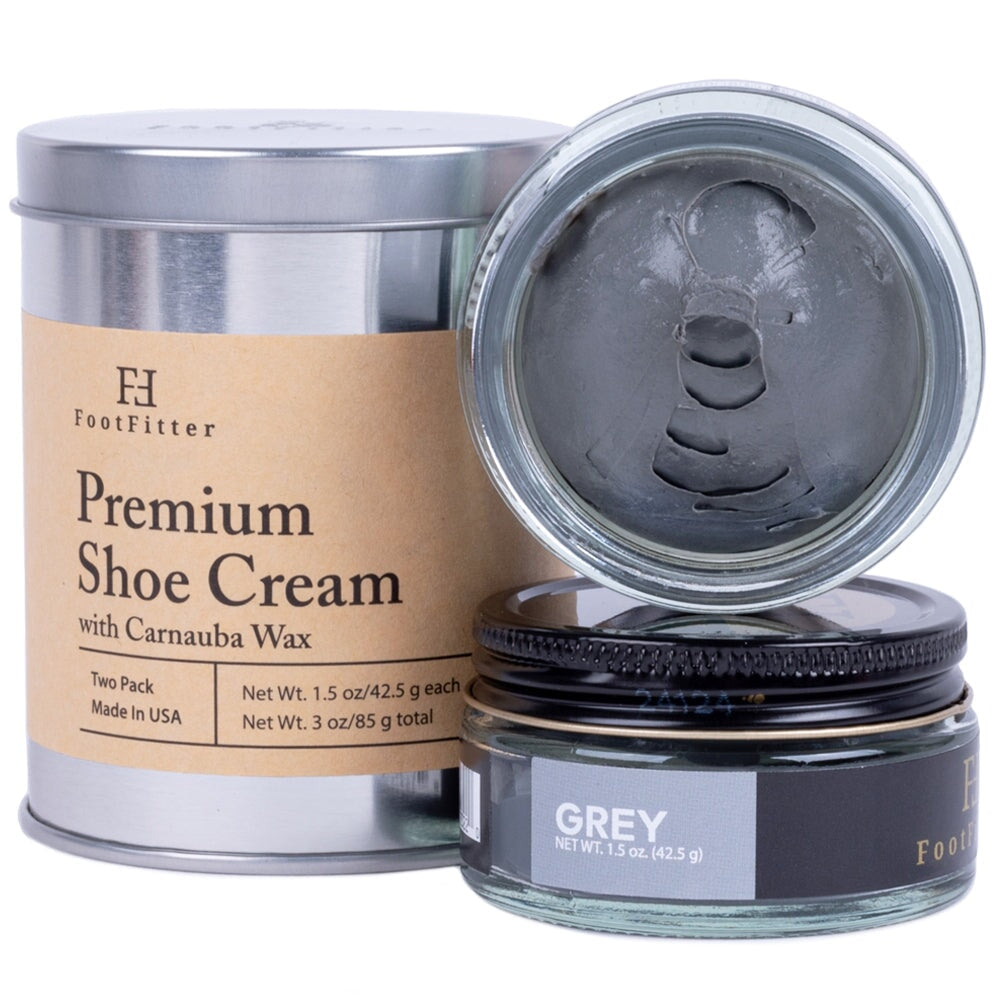 Premium Shoe Cream Polish - 2 Pack Shoe Polishers FootFitter Grey