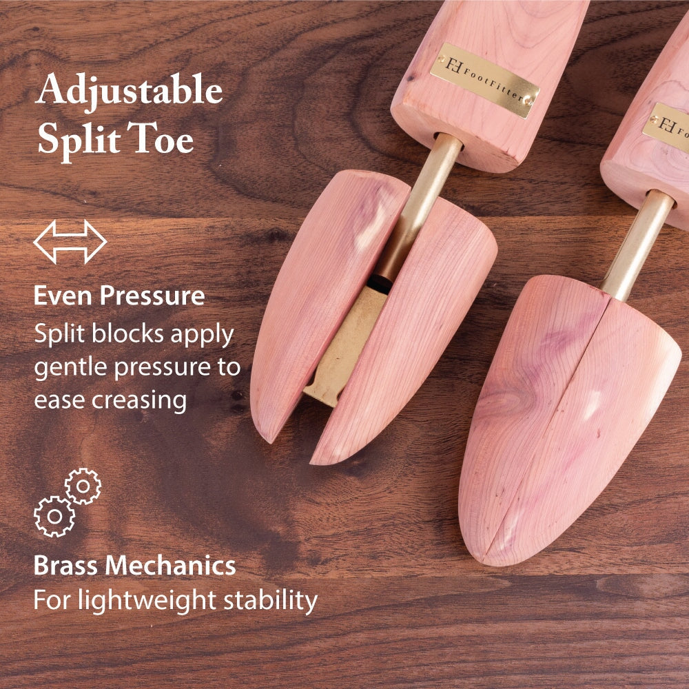 FootFitter Adjustable Cedar Shoe Trees for Men, Wide-Heel - PH31