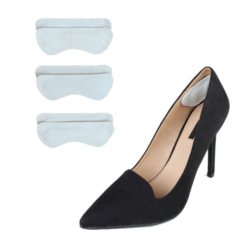 Heel Lovers Suede Leather Heel Grips, Grey - 3-Pack FootFitter
