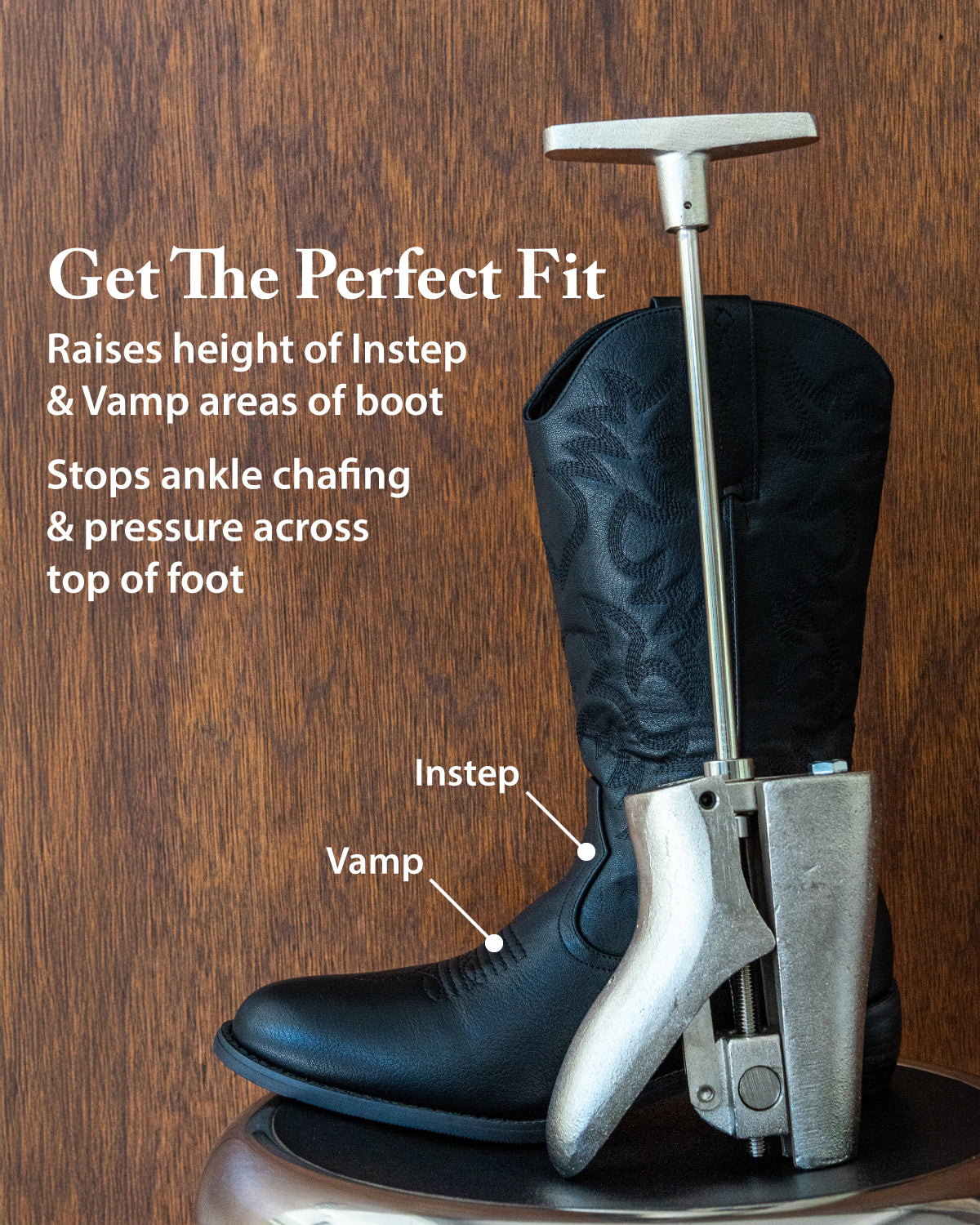 FootFitter Cast Aluminum Boot Instep Stretcher & Vamp Raiser