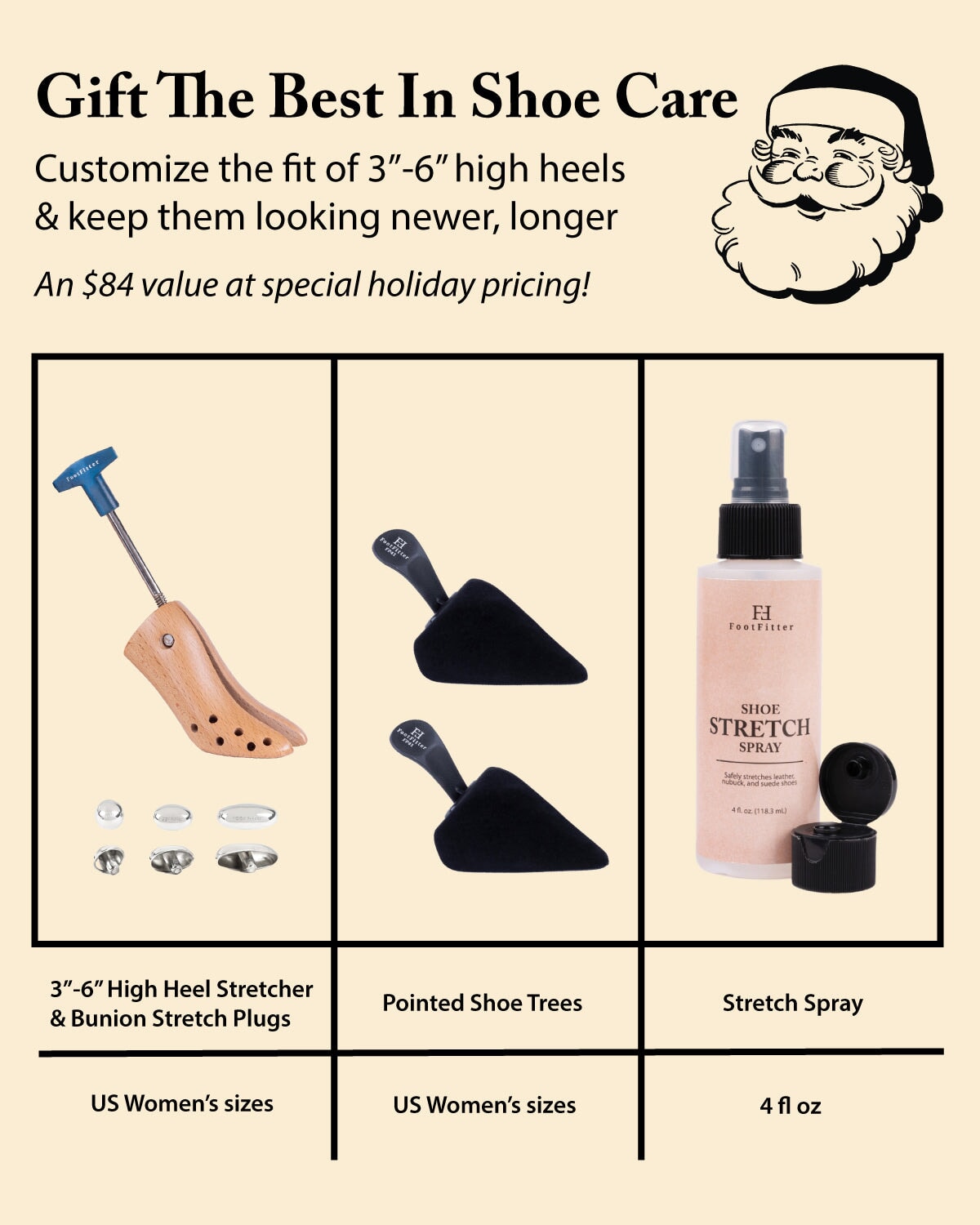 3”-6” High Heel Stretcher & Foam Shoe Tree Bundle FootFitter 