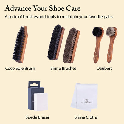 Advanced Horsehair Shoe Shine Brush & Suede Detailing Set Shoe Shine Kits FootFitter 
