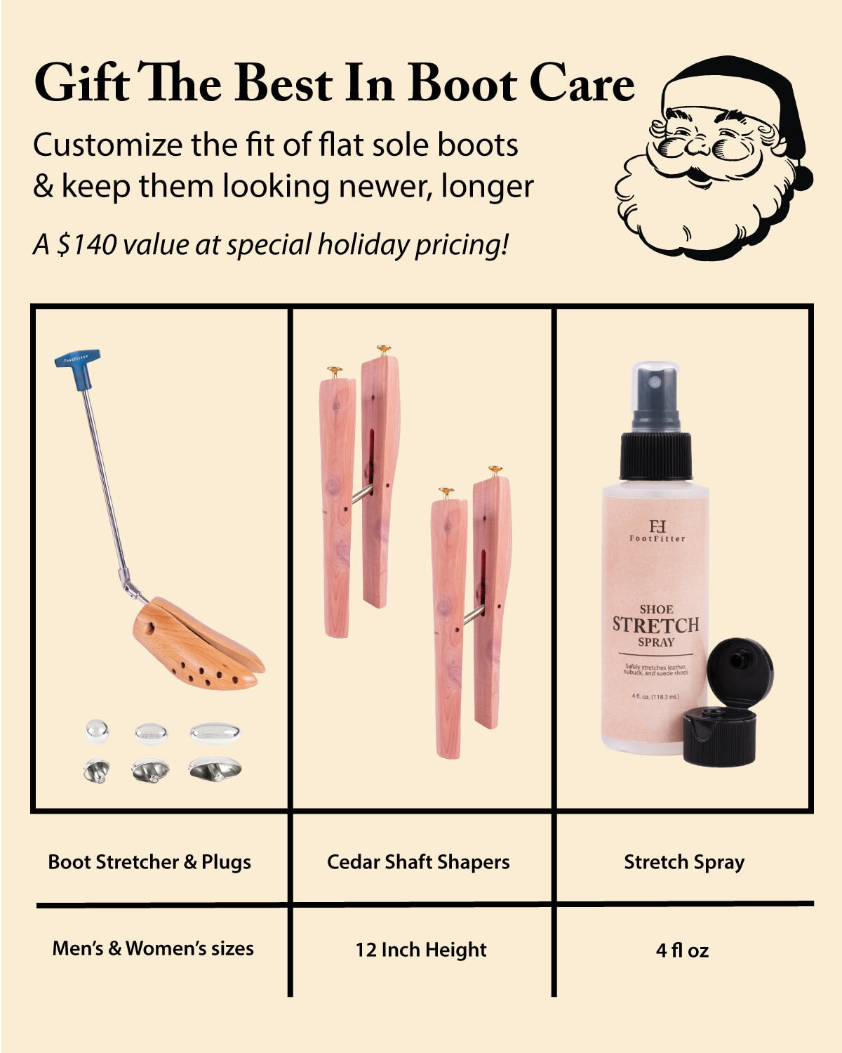 Boot Stretcher and Shoe Tree Bundle FootFitter 