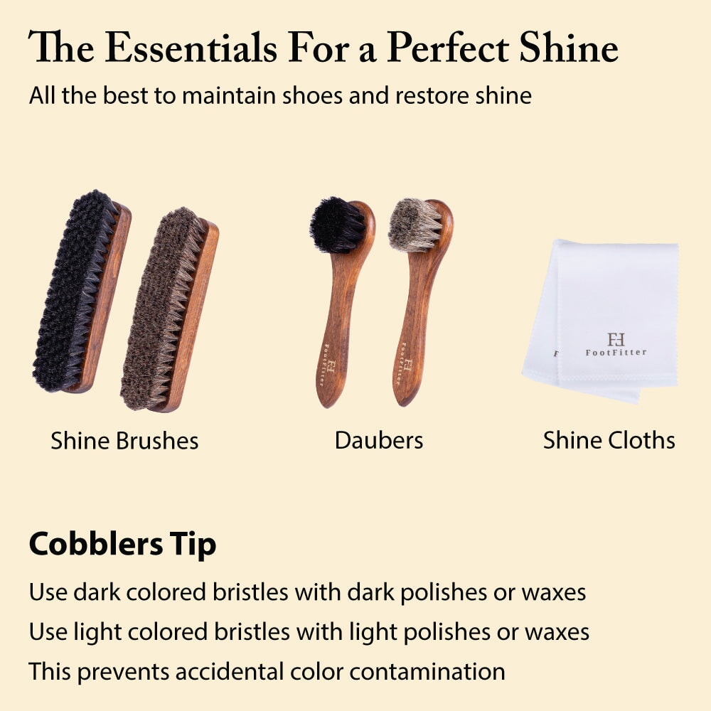 Essential Horsehair Shoe Shine Brush Set Shoe Shine Kits FootFitter 