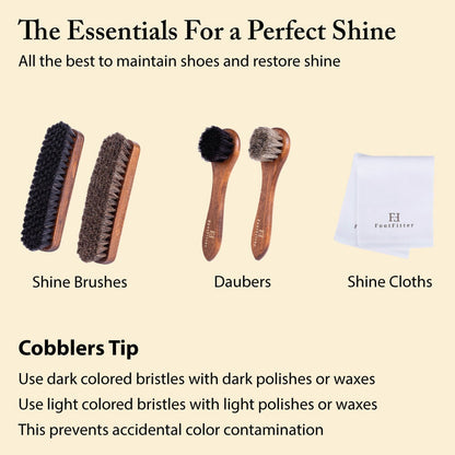 Essential Horsehair Shoe Shine Brush Set Shoe Shine Kits FootFitter 