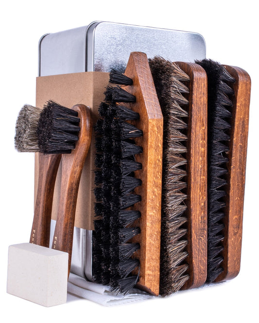 FootFitter Advanced Shoe Care Brush Set, Leather Shine & Suede Cleaning Kit Shoe Shine Kits FootFitter 