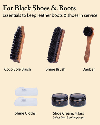 FootFitter Black Leather Restoration Shoe Kit, Military Boot Care Set FootFitter 