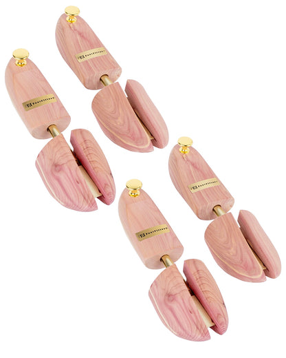 FootFitter Cedar Shoe Trees for Men, Adjustable Wide Heel with Brass Knob Shoe Trees FootFitter Men's Small (6.5 - 8) 2-Pack 