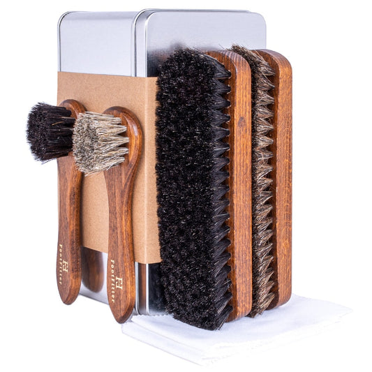 FootFitter Essential Horsehair Shoe Shine Brush Set Shoe Shine Kits FootFitter 