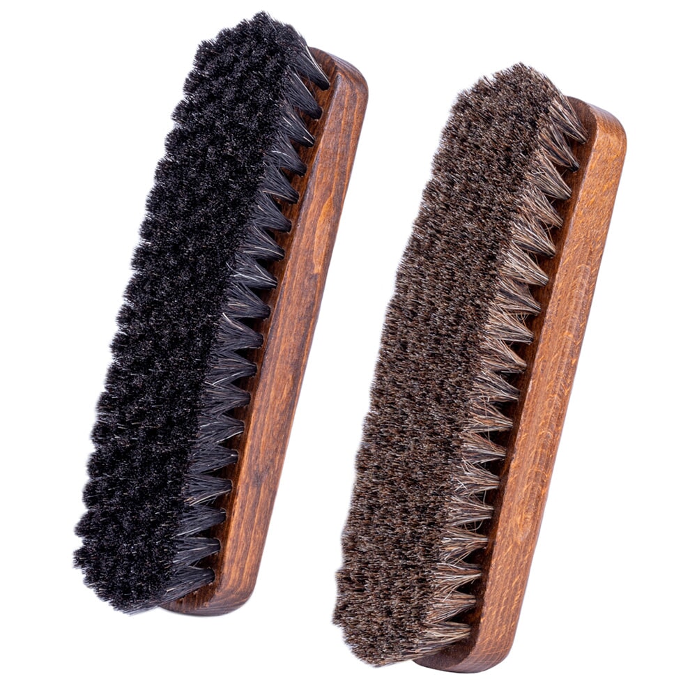 FootFitter Genuine Horsehair Shoe Shine Brush Shoe Brushes FootFitter Both 