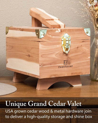 FootFitter Grand Cedar Shoe Shine Valet Set, Premium Leather Care Kit Shoe Shine Kits FootFitter 