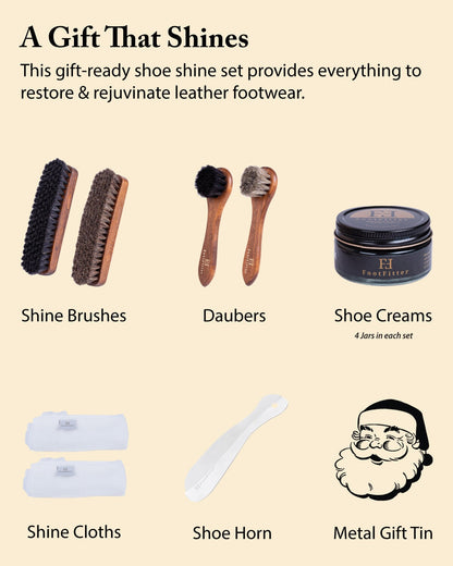 FootFitter Leather Shoe Shine Refill Set, Premium Brushes, Creams & Tools Shoe Shine Kits FootFitter 