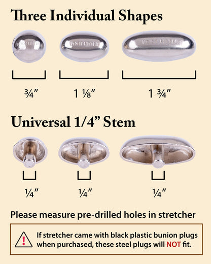 FootFitter Metal Bunion Plug Set for Shoe & Boot Wooden Stretchers, 6-Pack Spot Stretching Plugs FootFitter 