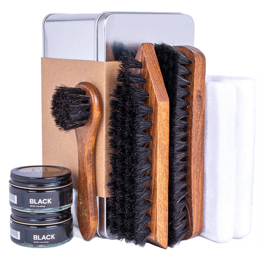 FootFitter Military Leather Restoring Shoe Shining Set - Black Shoe Polish Cream and Wax FootFitter 