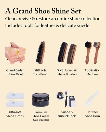 FootFitter Premium Grand Cedar Valet Set, Leather Shine & Suede Care Kit Shoe Shine Kits FootFitter 