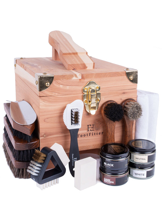 FootFitter Premium Grand Cedar Valet Set, Leather Shine & Suede Care Kit Shoe Shine Kits FootFitter Classic Colors 