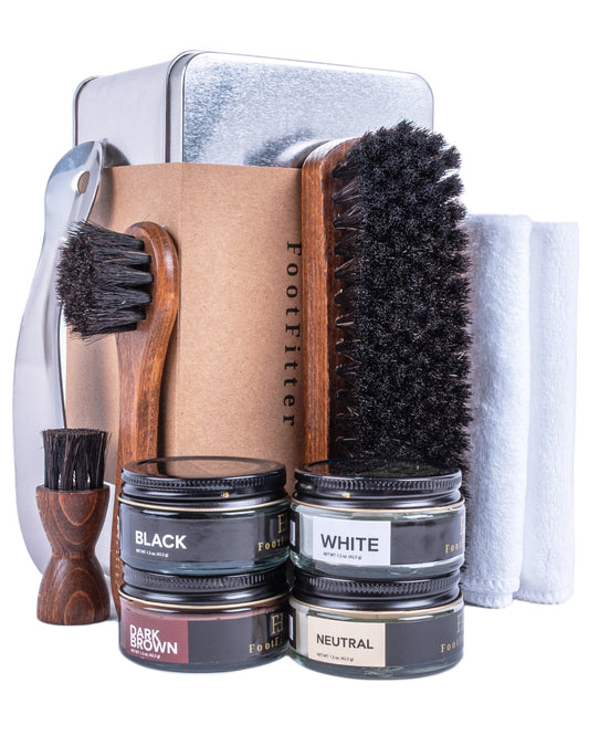 FootFitter Premium Leather Shoe Shine Kit, Complete Polish and Care Set Shoe Shine Kits FootFitter Classic Colors 