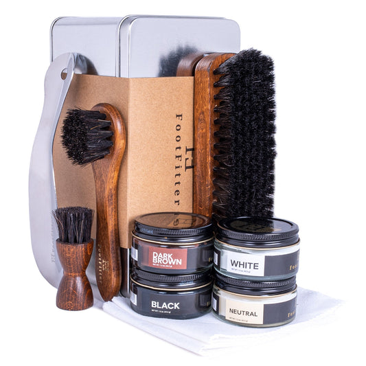FootFitter Premium Shoe Shine Starter Set - Shoe Polish Cream Shoe Shine Kits FootFitter Classic Colors 