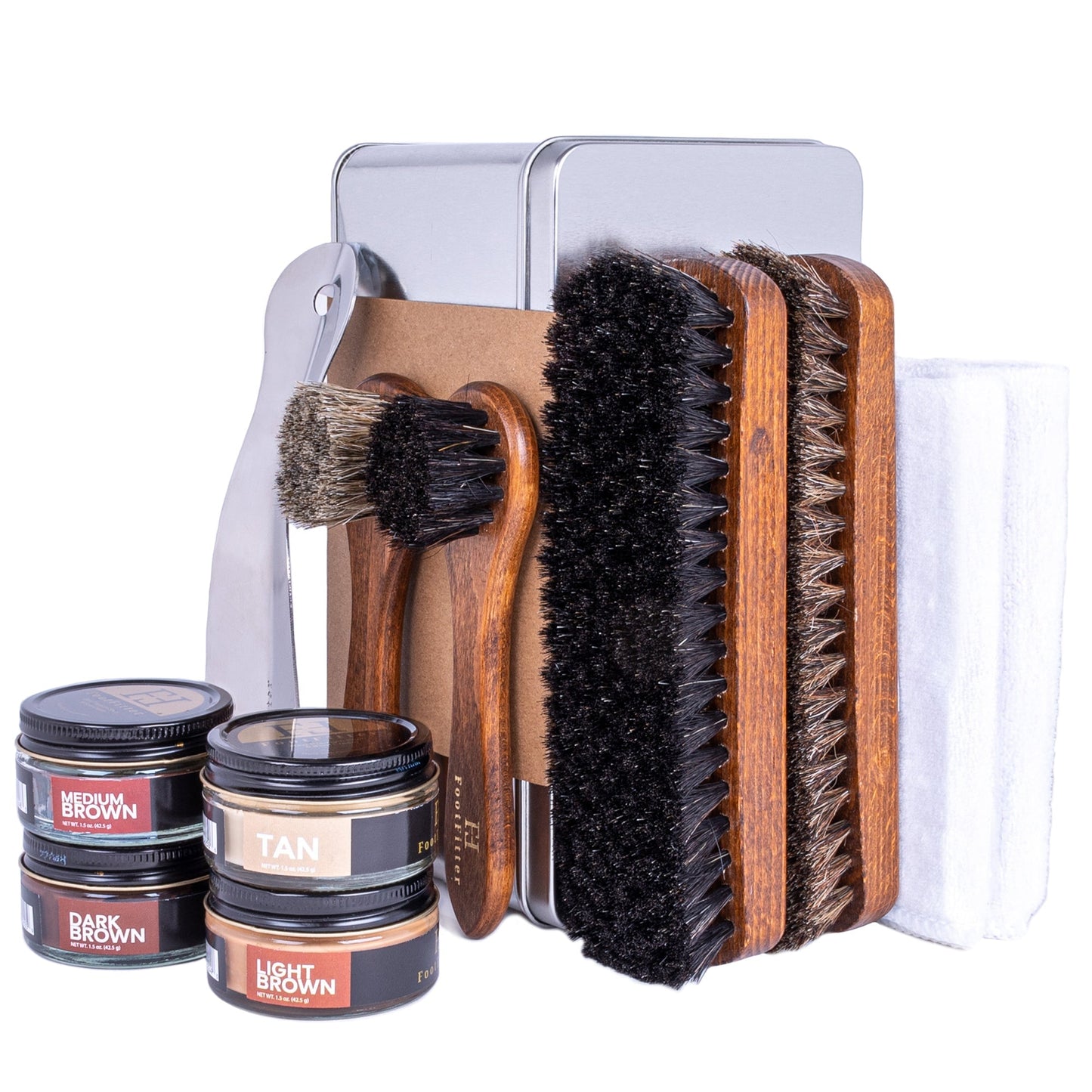 FootFitter Refill for Shoe Shine Set - Shoe Polish Cream Shoe Shine Kits FootFitter Brown Colors 