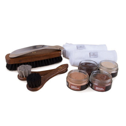 FootFitter Shoe Shine Brush & Polishing Set - Classic or Browns Shoe Shine Kits FootFitter Browns 