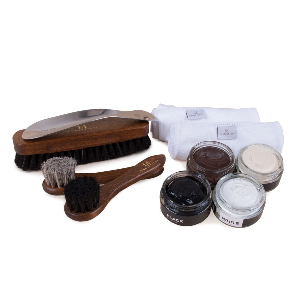 FootFitter Shoe Shine Brush & Polishing Set - Classic or Browns Shoe Shine Kits FootFitter Classic 