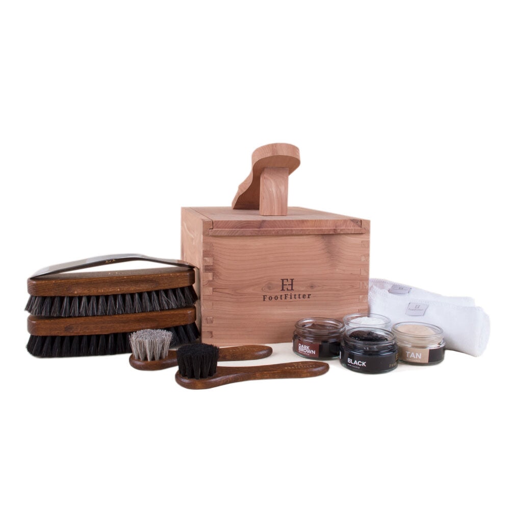 FootFitter Shoe Shine Care Valet Box Set Shoe Shine Kits FootFitter Cream 