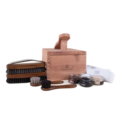 FootFitter Shoe Shine Care Valet Box Set Shoe Shine Kits FootFitter Cream 